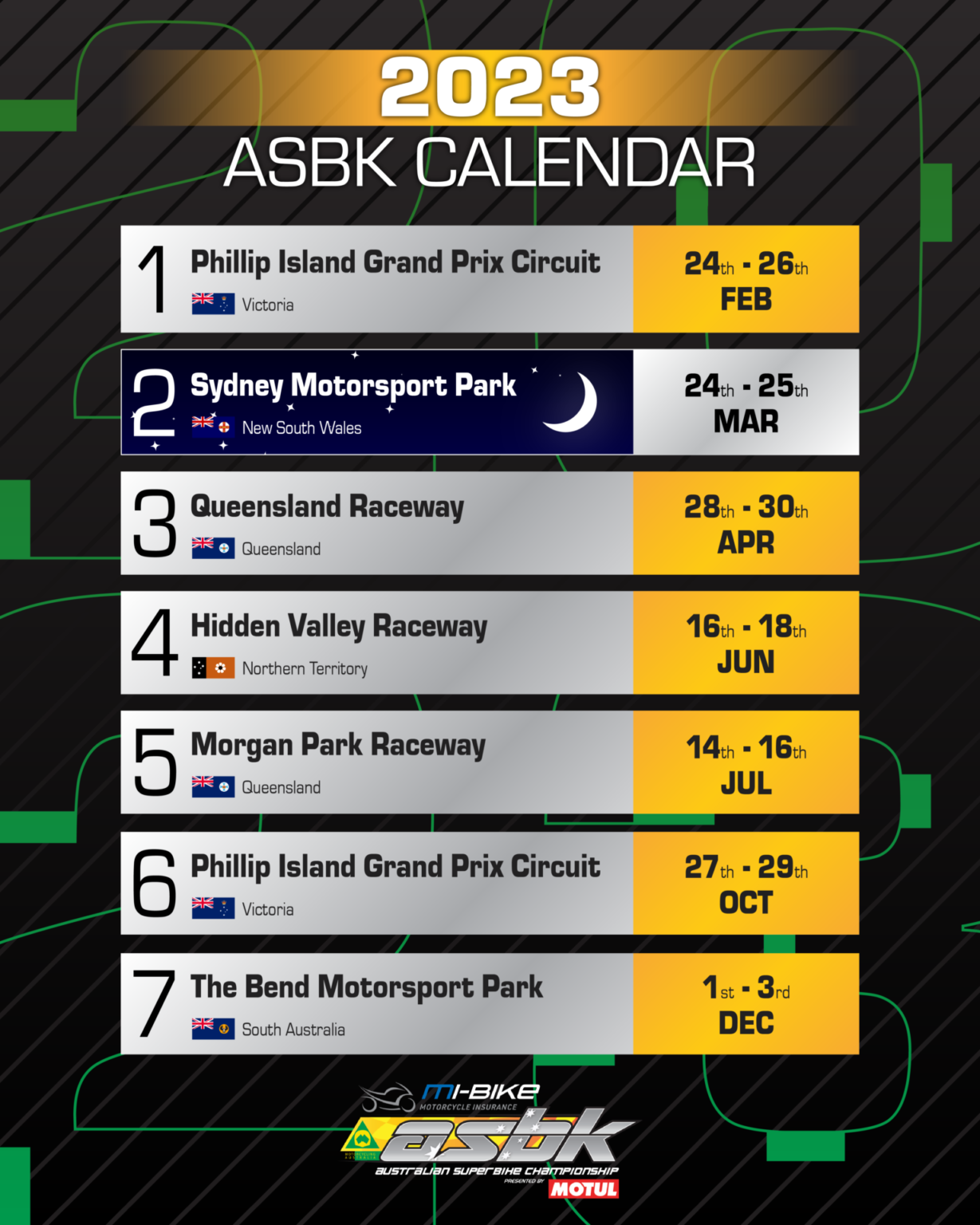 2023 ASBK Calendar Now Complete